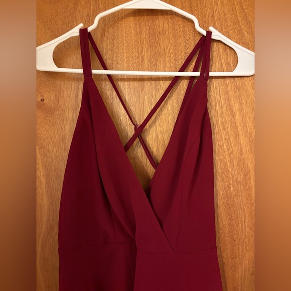 Tobi Maroon Small V Neck Strappy Dress - Picture 3 of 6